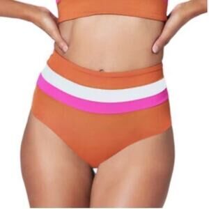 L*Space Portia High Waist Bikini Bottom in Amber Bougainvillea Cream Sma…
